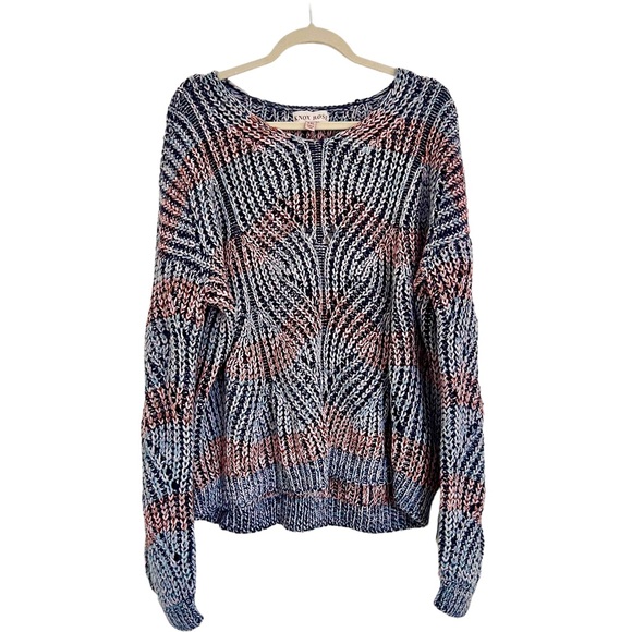 Knox Rose Blue Multicolor Crochet Pullover - Picture 5 of 8